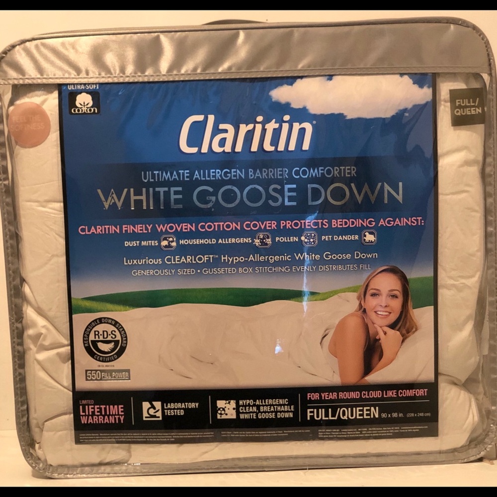 Claritin white goose down comforter- queen size